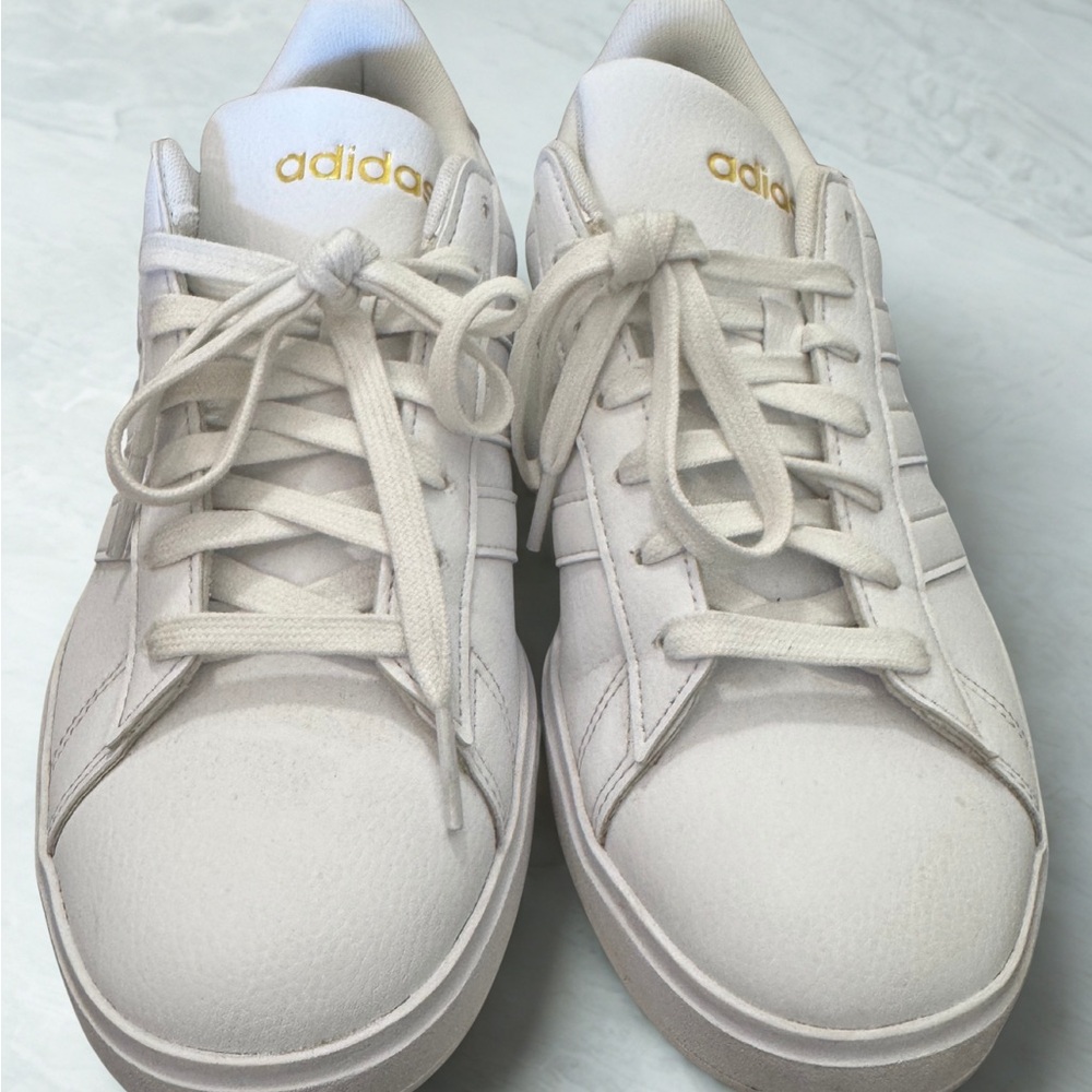 Adidas Women's Cream and Gold Sneakers